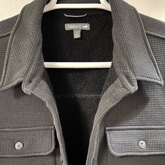 Toad & Co Waffle Knit, Fleece Lined Shirt Jac / Blue / Large - Picture 7 of 7